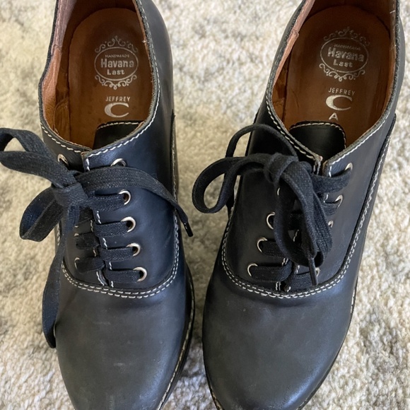 Jeffrey Campbell Tardy Lo Black Chunky Heels | Leather Platform Size 8 - Picture 3 of 4